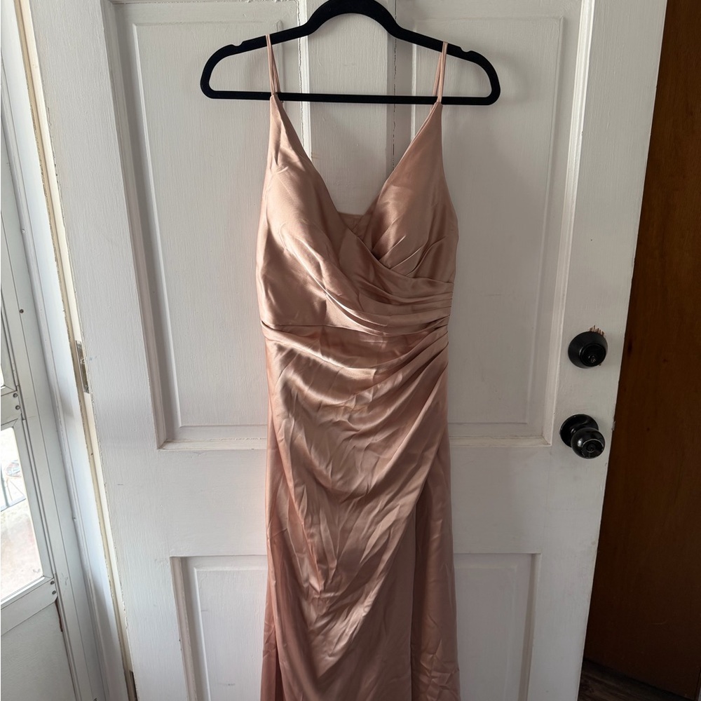Signature Blush Satin Backless Dress